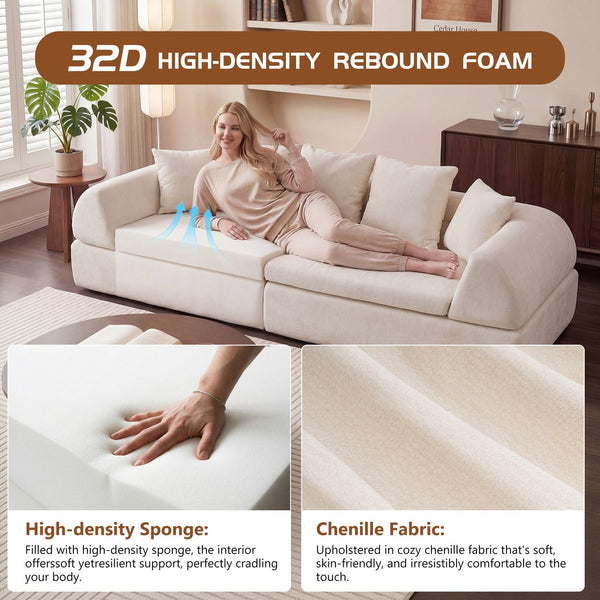 English Elm Cloud Modular Sectional with Ottoman Sink-in Cushions for Relaxed Living Spaces W3728S00006