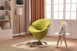 English Elm Tulip Velvet Swivel Lounge Chair Green — 360° Rotating Tulip Design, Polished Chrome Base, Plush Velvet Comfort B365P397980