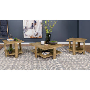 English Elm Runnion Rustic Mango Wood 2 Piece Coffee and End Table Set with Open Shelves B062S01478