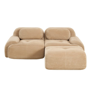 English Elm 82'' Modular L-shaped Sectional Sofa Corduroy Upholstery Curved Arms for Living Rooms Camel W714S01237