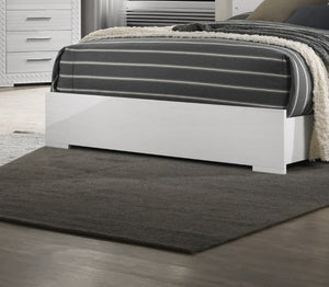 English Elm White Glam Queen Bed with High-Gloss Finish and LED Headboard, Engineered Wood Modern Design White 83 L x 34.5 W x 6 H B2741S00162