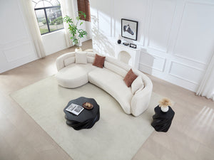 English Elm 132" Boucle Curved Sectional Sofa Modular L Shape Minimalist Seating for Living Room W2664S00104