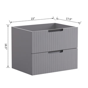 English Elm HK2301-24-GY Modern 24" Floating Bathroom Vanity Cabinet, Wall-Mounted Space-Saving Sink Console W1550P168199