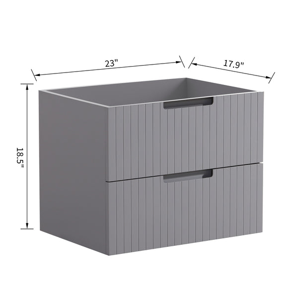 English Elm HK2301-24-GY Modern 24" Floating Bathroom Vanity Cabinet, Wall-Mounted Space-Saving Sink Console W1550P168199