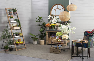 English Elm 24.8x26.4x72.4" Five Tier Fir Wood Ladder Bookshelf Farmhouse Iron Hardware Display W2078P499743