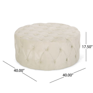 English Elm Ottoman Oversized Velvet Square Tufted Cocktail Piece for Glam Living Room Decor Beige 69074.00BGE