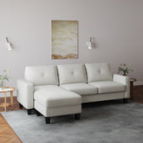 English Elm Living Room Furniture With Polyester Fabric L Shape Couch Corner Sofa For Small Space Beige