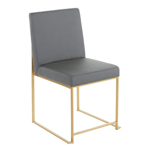 English Elm High Back Fuji Contemporary Dining Chair Set In Gold & Grey Faux Leather - Stylish & Comfortable Design B202P223541