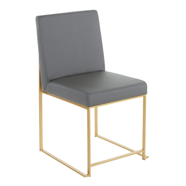 English Elm High Back Fuji Contemporary Dining Chair Set In Gold & Grey Faux Leather - Stylish & Comfortable Design B202P223541