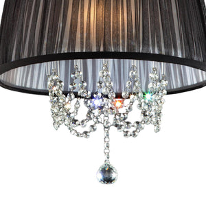 English Elm 17" Modern Eclipse Ceiling Lamp Silver with Crystal Accents, Black Drum Shade, Polished Chrome Elegance B072116223