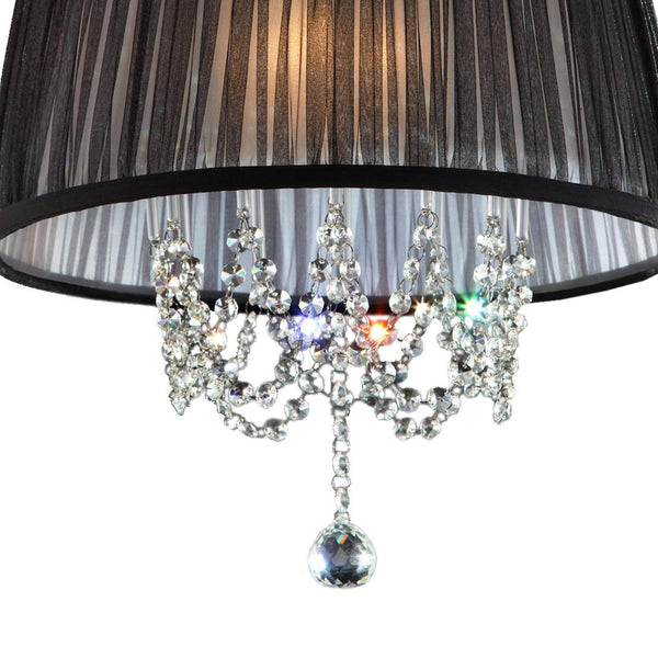 English Elm 17" Modern Eclipse Ceiling Lamp Silver with Crystal Accents, Black Drum Shade, Polished Chrome Elegance B072116223