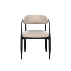 English Elm Beige Modern Armchair Set of 2 with Open Back, Straight Legs and Sleek Black Finish for Chic Living Beige+Black B062P215498