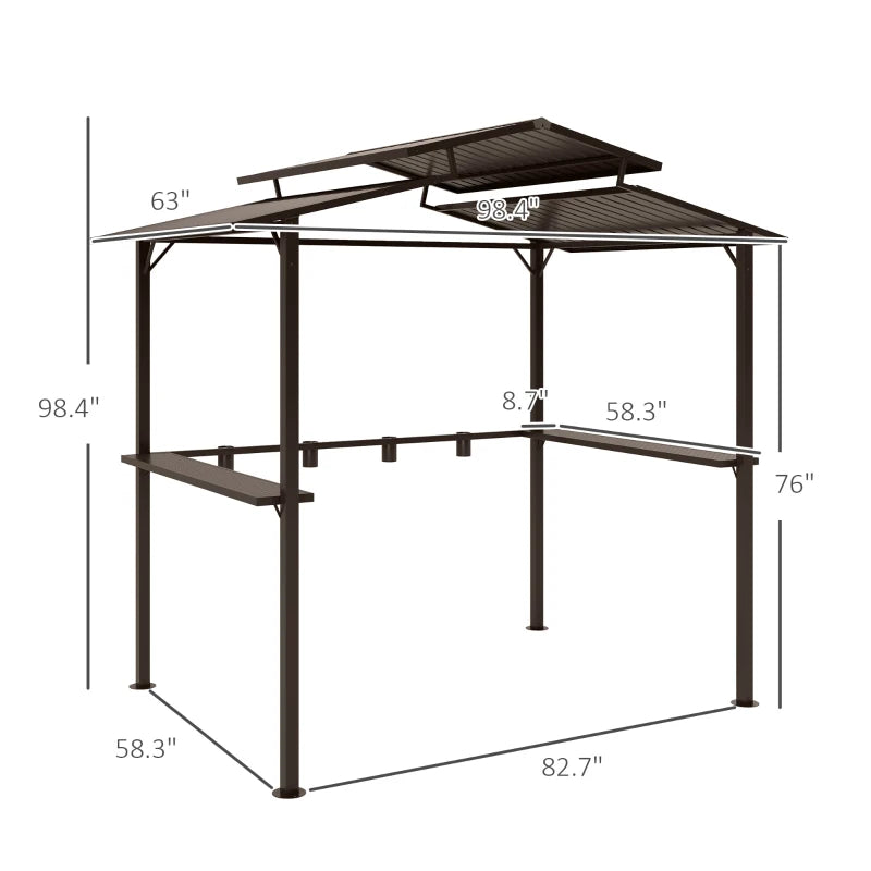 English Elm Outdoor Hardtop Grill Gazebo with Vented Steel Roof for Backyard Bbq Cooking T3971S00155
