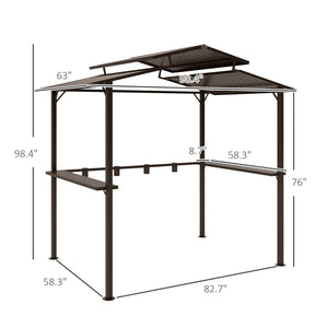 English Elm Outdoor Hardtop Grill Gazebo with Vented Steel Roof for Backyard Bbq Cooking T3971S00155