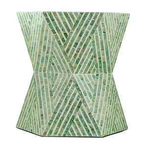 English Elm 19x19x20" Iridescent Capiz Shell Pedestal Stool Sculptural Bohemian Accent Table W2078P487549