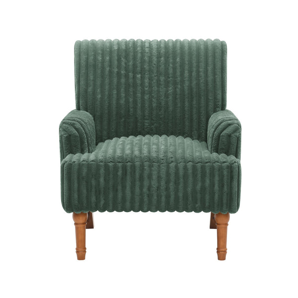 English Elm Modern Wide Wale Corduroy Accent Chair Solid Wood Legs Upholstered Living Room Seat Army Green W5568P445693
