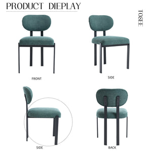 English Elm Modern Boucle Tufted Dining Chairs Set of 2 Mid-century Matte Leg Kitchen Seating Antique Green,Black W3244P296988