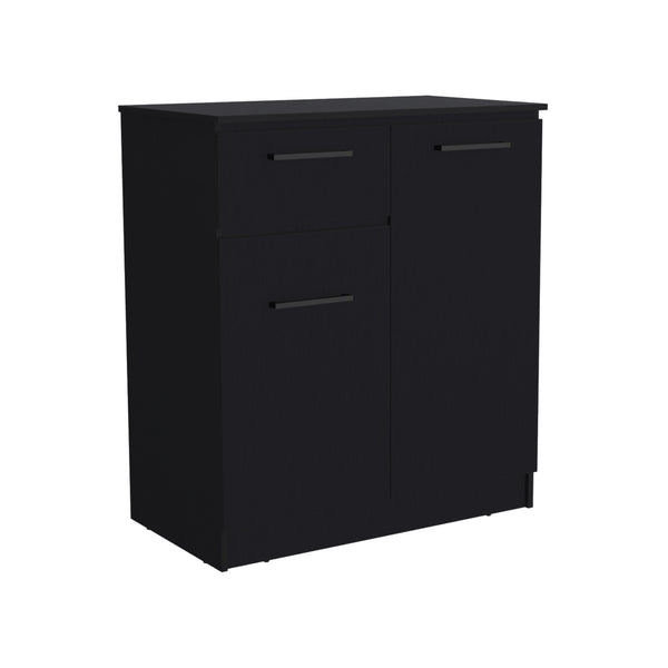 English Elm Dresser with Spacious 3-Drawer and Single-Door Cabinet, Engineered Wood, Sleek Modern Storage Design Black 40 L x 24 W x 3 H B097S00098