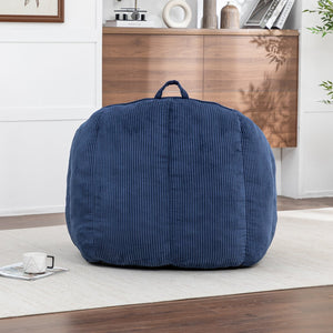 English Elm Giant Corduroy Bean Bag with Armrests Shredded Foam Lounge Chair for Living Room Dark Blue W2200P442629