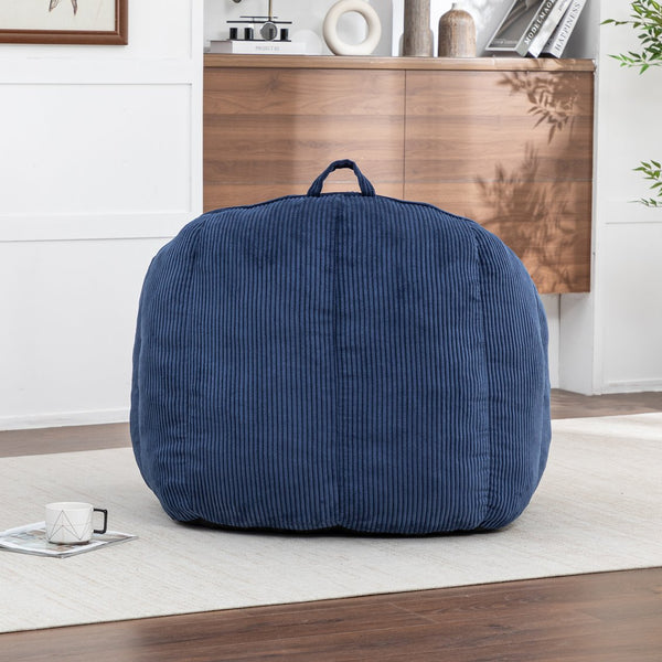 English Elm Giant Corduroy Bean Bag with Armrests Shredded Foam Lounge Chair for Living Room Dark Blue W2200P442629