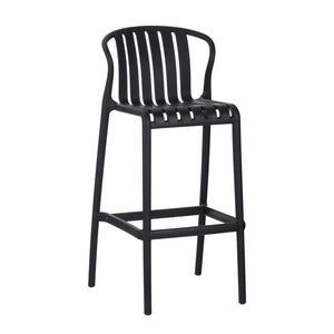 English Elm Outdoor Stackable Armless Barstools Set of 2 Uv Resistant Slat Back Patio Seating Black N780P199452B