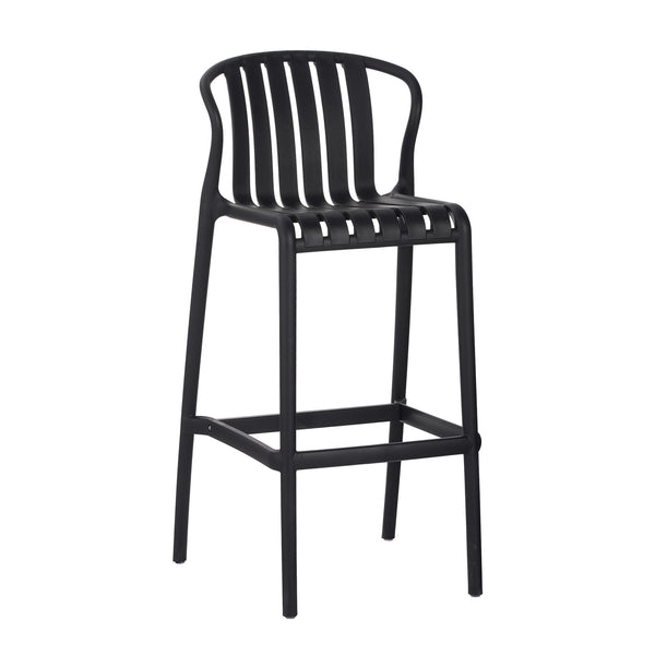 English Elm Outdoor Stackable Armless Barstools Set of 2 Uv Resistant Slat Back Patio Seating Black N780P199452B