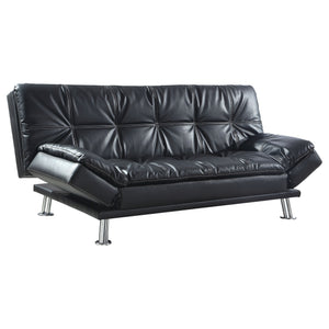English Elm Larkin Black Leatherette Sofa Bed with Chrome Legs, Geometric Stitching, Modern Convertible Comfort B062P357807