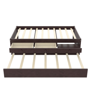 English Elm Twin Triple Metal Bunk Bed Matte Powder Coated Frame with Full Safety Guardrails Espresso W1580S00386