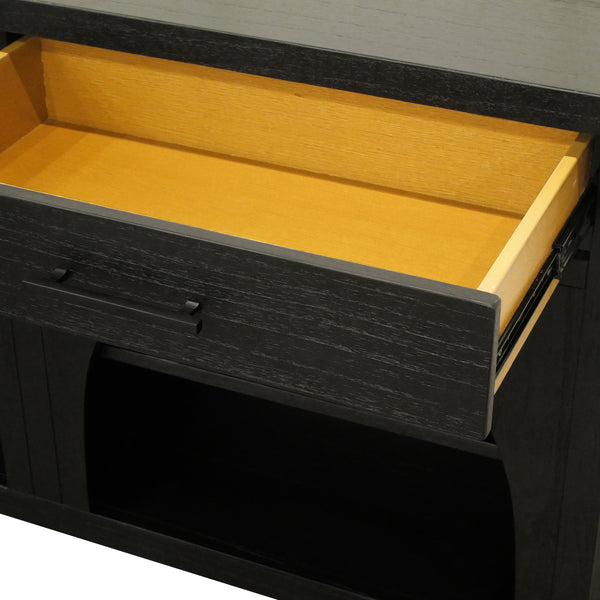 JLA Home Chapel Hill - Accent Handcrafted Console Table – Wire-Brushed Black/Grey Rubberwood, Pull-Out Drawers, No Assembly CH125-1000