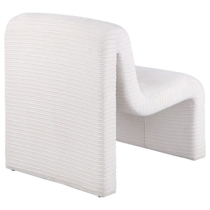 English Elm Winne Sculptural Ivory Curved Armless Accent Chair - Ribbed Upholstery, Modern Artistic Silhouette for Living Room Elegance B062P299869