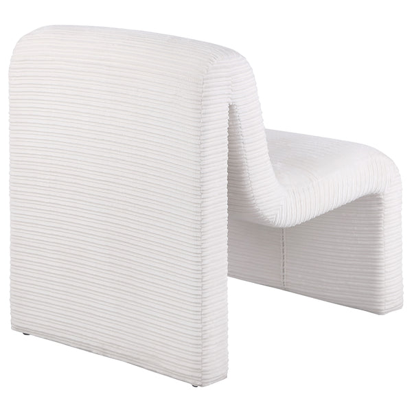 English Elm Winne Sculptural Ivory Curved Armless Accent Chair - Ribbed Upholstery, Modern Artistic Silhouette for Living Room Elegance B062P299869