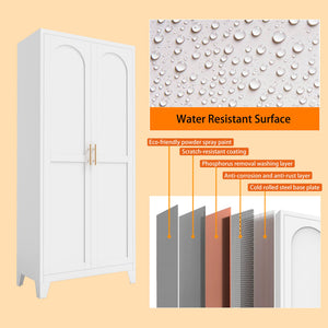 English Elm 61'' Metal Storage Cabinet with 2 Doors and Adjustable Shelves — Spacious Steel Wardrobe for Home & Office White W3387P306328