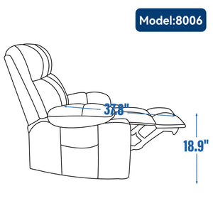 English Elm Dual Motor Power Lift Recliner with Massage Heat and Leatherair Upholstery for Living Room Blue W3224P290205
