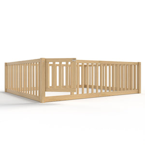 English Elm Queen Kids Floor Bed Pine Wood Frame with Safety Rails Door and Low Profile Design Natural W1580P417673