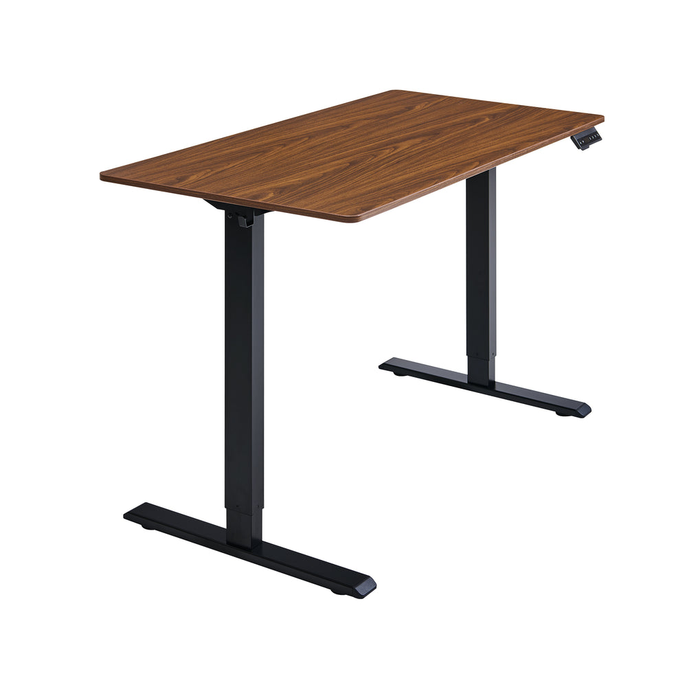 English Elm Electric Standing Desk with Steel Frame Mahogany Top for Home Office Productivity W1769P498654