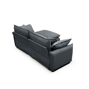 English Elm Two-Seater L-Shaped Sofa With Ottoman, Grey Corduroy, Retro Comfort For Small Spaces & Cozy Living Rooms W714S00750-GIGA