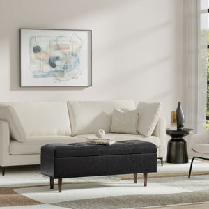 English Elm Shay Mid-Century Modern Storage Ottoman: Stylish Faux Leather, Versatile Entryway Bench & Footstool B136P252706-GIGA