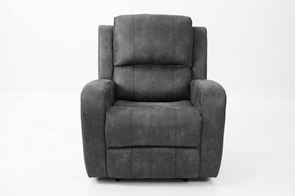 English Elm Modern Grid Tufted Manual Recliner Smoke Leather Like Fabric Square Arm Lounge Chair B011P466427