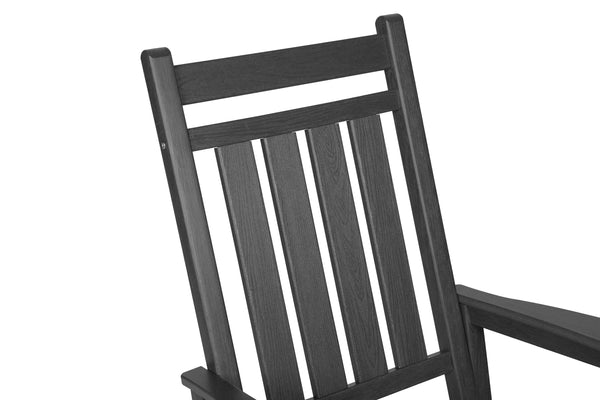 English Elm All Weather Rocking Chair Set with Side Table - Durable Wood-Texture Outdoor 3-Piece Patio Rockers Grey W2103P278566