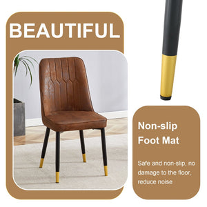 English Elm Table & Chair Set: Industrial Walnut Dining Table With 8 Brown Suede Chairs For Modern Spaces W1151S02433-GIGA