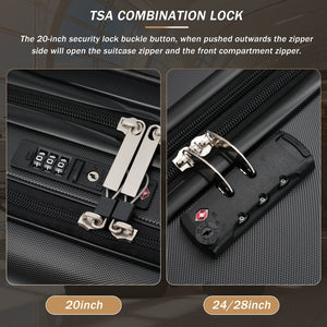 English Elm Luggage 5 Piece Hardside Abs Set with Front Access Carry on and Tsa Spinner Wheels Black N732P391557B