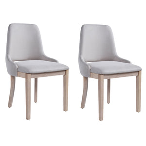 English Elm Wooden Linen Upholstered Dining Chairs Set of 2 — Sturdy Rubber Wood Frame, 300lb Capacity, Farmhouse Appeal Beige+Natural N842P300893A