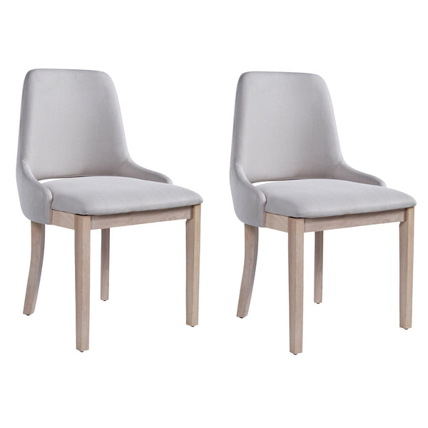 English Elm Wooden Linen Upholstered Dining Chairs Set of 2 — Sturdy Rubber Wood Frame, 300lb Capacity, Farmhouse Appeal Beige+Natural N842P300893A