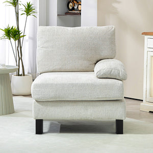 English Elm Homcom Right-Facing Armchair Module For Customizable Sectional Sofa, Cream White With Pocket Spring Comfort W2225P229503