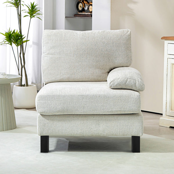 English Elm Homcom Right-Facing Armchair Module For Customizable Sectional Sofa, Cream White With Pocket Spring Comfort W2225P229503
