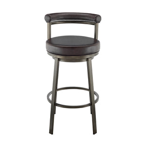 English Elm Reuben Swivel Counterstool with Faux Leather Seat and Industrial Black Metal Frame Brown B2736P464848