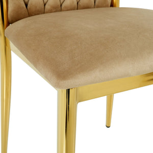 English Elm Modern Velvet Dining Chairs Set of 2 with Gold Legs Curved Back Foam Cushion W210P376368