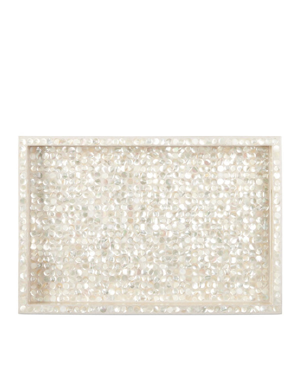 Currey & Company Gerri Dot Mother Of Pearl Tray Set Of 2 - Elegant Decorative Trays For Serving & Displaying Items White Mother Of Pearl ,Wood 1200-1020-currey-company