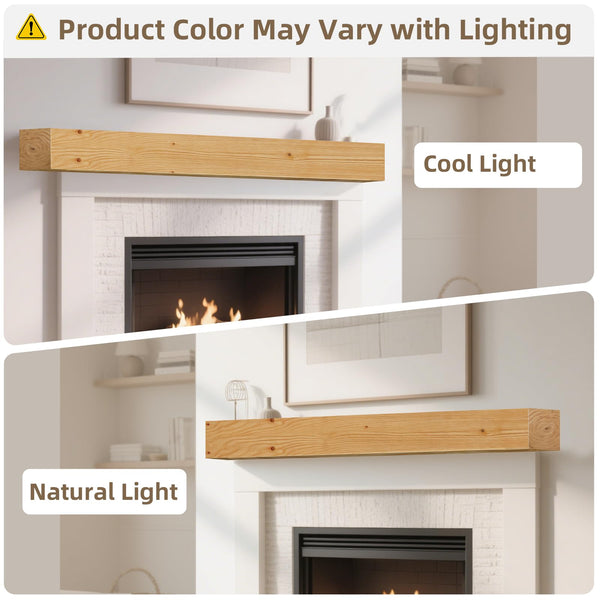 English Elm Fireplace Mantel 72" Solid Pine Diy Floating Shelf - Handcrafted Rustic Wood Display For Home Décor T3210P391503