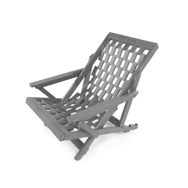 English Elm Pinecrest Outdoor Folding Lounge Chair Recycled Hdpe Reclining Patio Seat with Cushion Gray B2745P409688